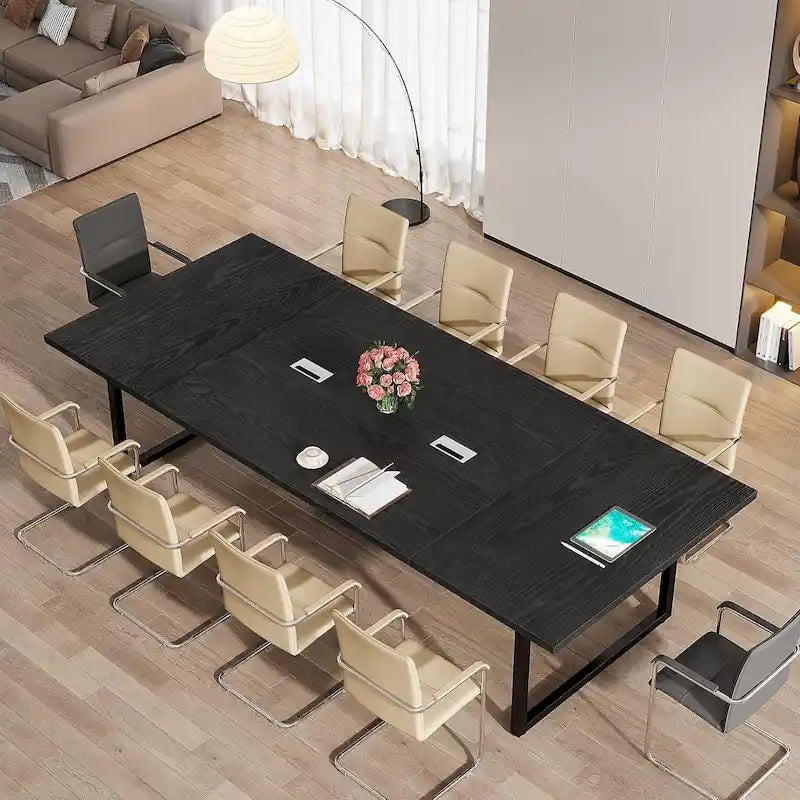 Table de conférence de 2,4 m, grande table de réunion pour 10 personnes, assemblage facile
