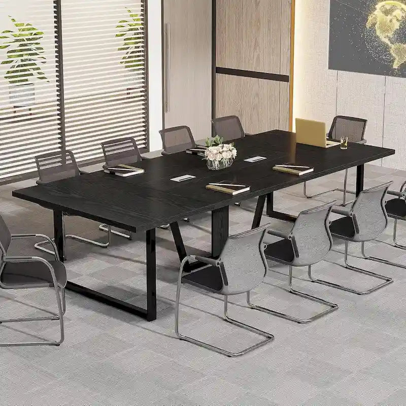 Table de conférence de 2,4 m, grande table de réunion pour 10 personnes, assemblage facile