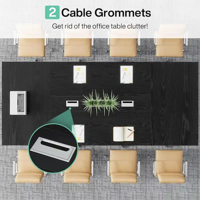 Table de conférence de 2,4 m, grande table de réunion pour 10 personnes, assemblage facile