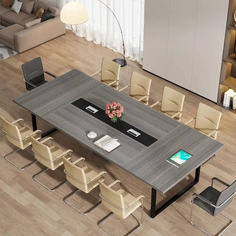 Table de conférence de 2,4 m, grande table de réunion pour 10 personnes, assemblage facile