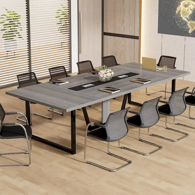 Table de conférence de 2,4 m, grande table de réunion pour 10 personnes, assemblage facile