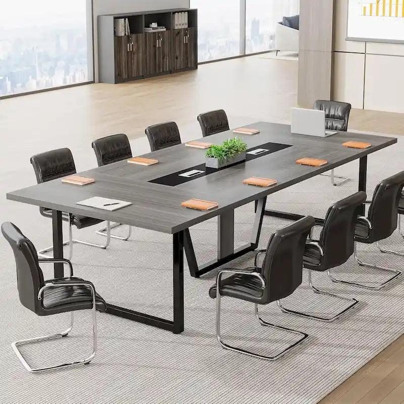Table de conférence de 2,4 m, grande table de réunion pour 10 personnes, assemblage facile