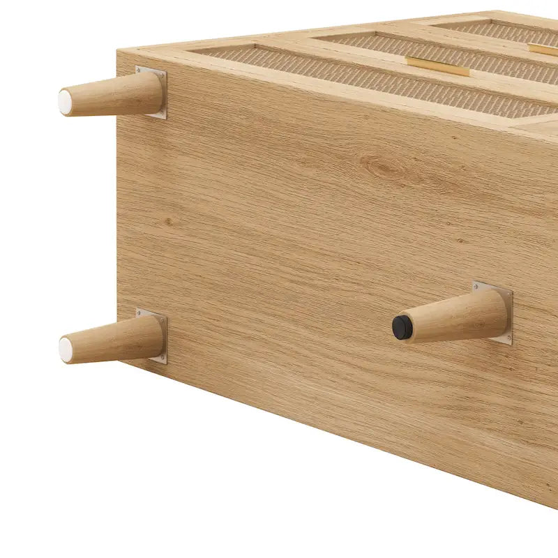 59.066-Meuble de rangement à tiroirs en rotin avec glissières de tiroir blanches