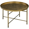 Table basse ronde de 24 pouces avec plateau martelé, table d'appoint vintage en métal pour salon, chambre à coucher, or