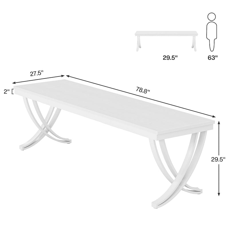 Table de conférence de 1,98 m pour 6-8 personnes, table de séminaire rectangulaire de 198 cm de long