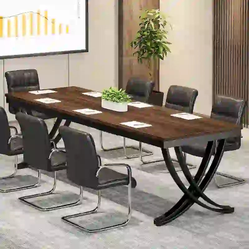 Table de conférence/réunion rectangulaire de 1,98 m pour 6 à 8 personnes