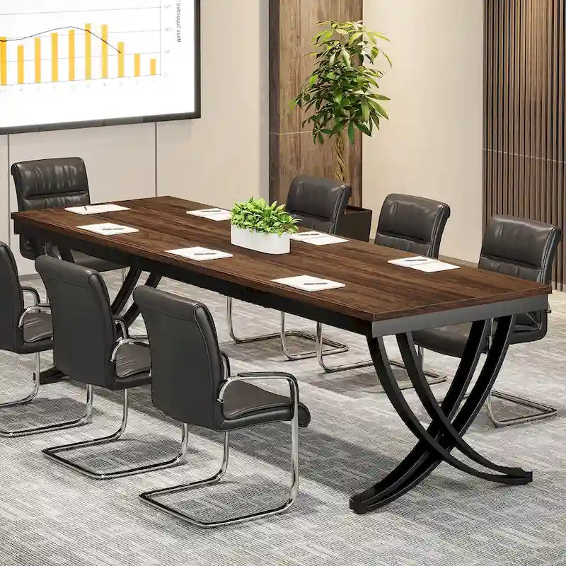 Table de conférence/réunion rectangulaire de 1,98 m pour 6 à 8 personnes
