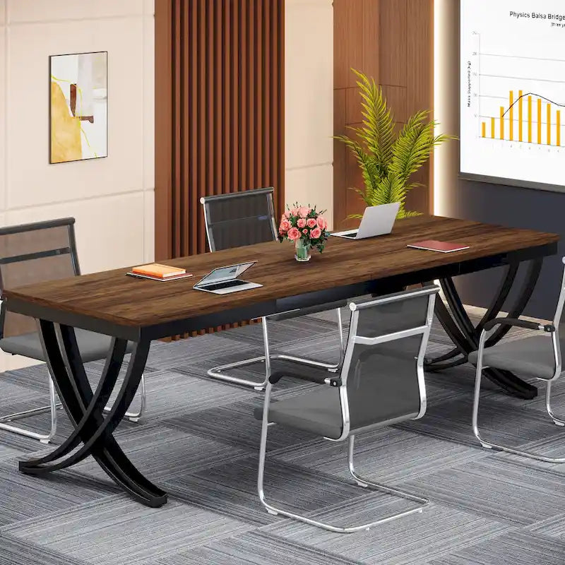 Table de conférence/réunion rectangulaire de 1,98 m pour 6 à 8 personnes