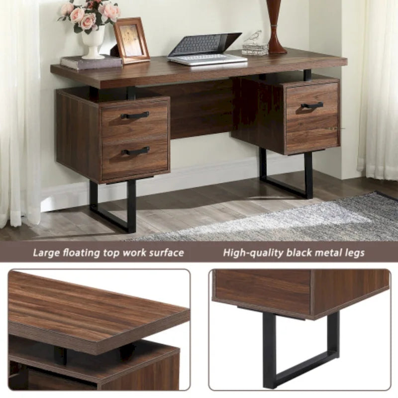 Bureau d'ordinateur à domicile avec tiroirs