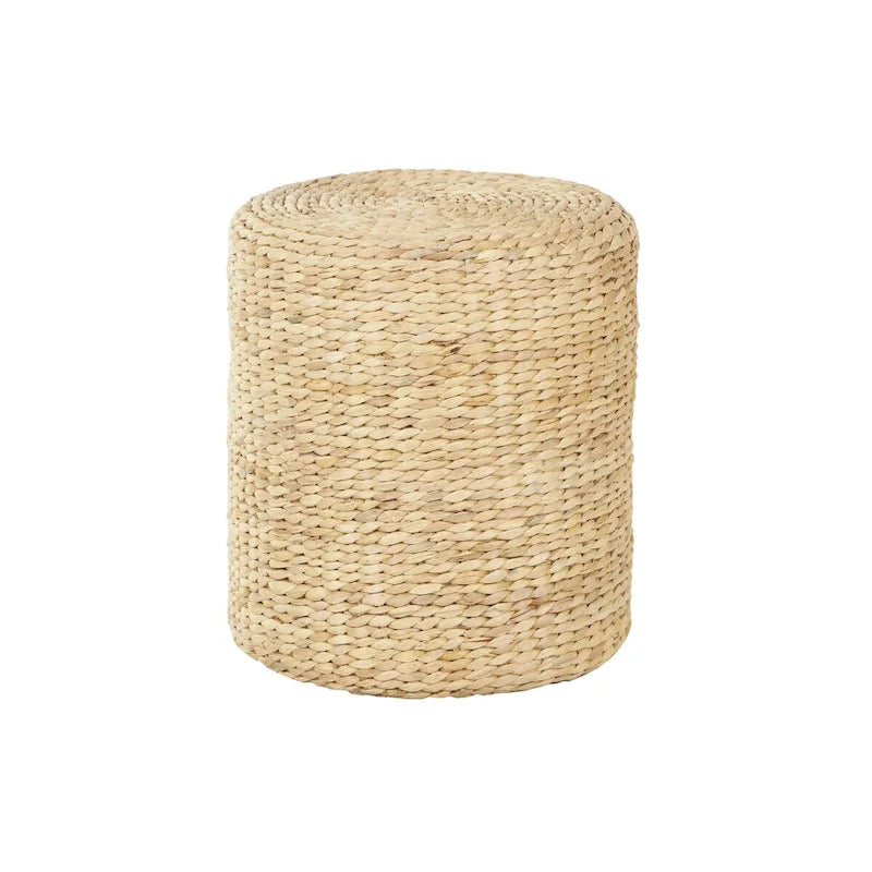 Table d'appoint ronde artisanale en jonc de mer – Marron –