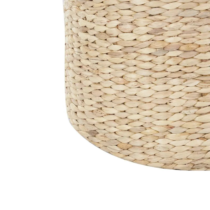 Table d'appoint ronde artisanale en jonc de mer – Marron –