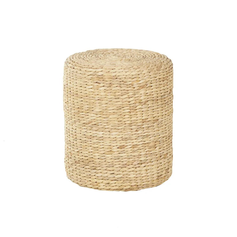 Table d'appoint ronde artisanale en jonc de mer – Marron –