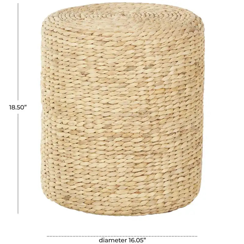 Table d'appoint ronde artisanale en jonc de mer – Marron –