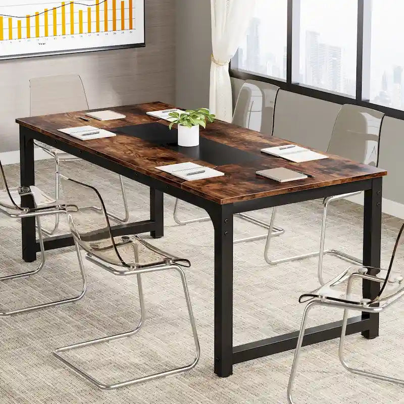 Table de conférence en bois de 71 po, table de séminaire moderne pour salle de réunion - 70,9 L x 35,4 l x 30,3 H