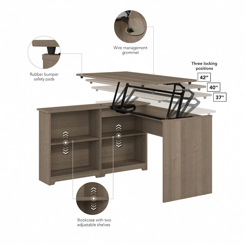 Bureau d'angle debout 52W avec étagères