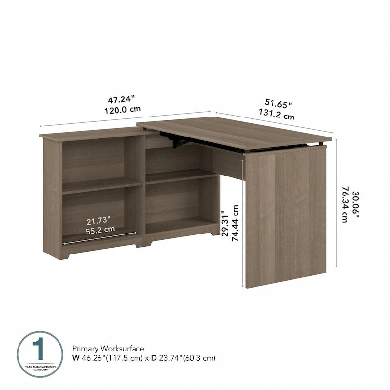 Bureau d'angle debout 52W avec étagères