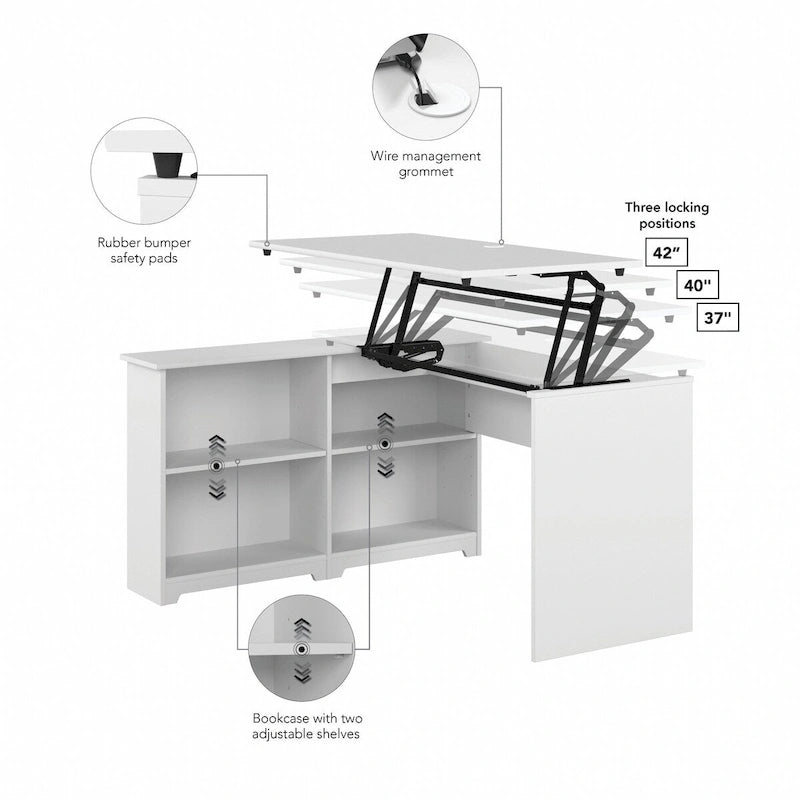 Bureau d'angle debout 52W avec étagères