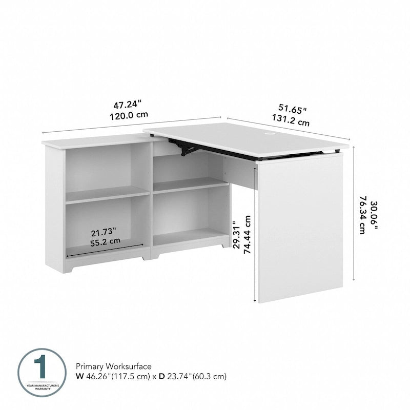 Bureau d'angle debout 52W avec étagères