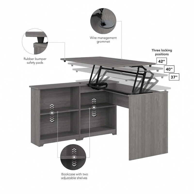 Bureau d'angle debout 52W avec étagères