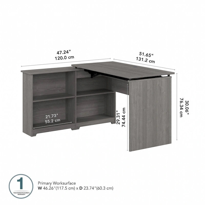 Bureau d'angle debout 52W avec étagères