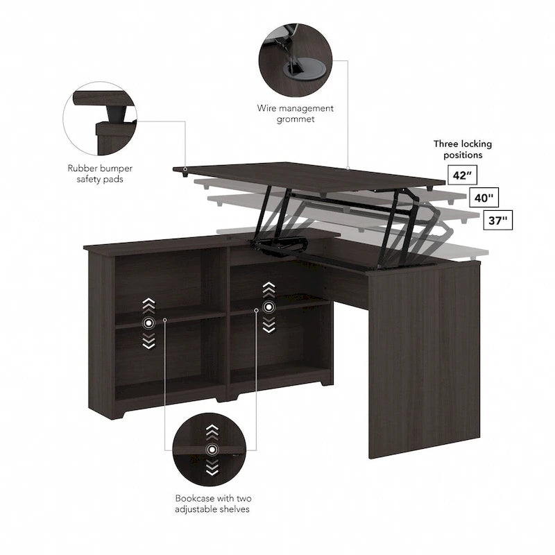 Bureau d'angle debout 52W avec étagères