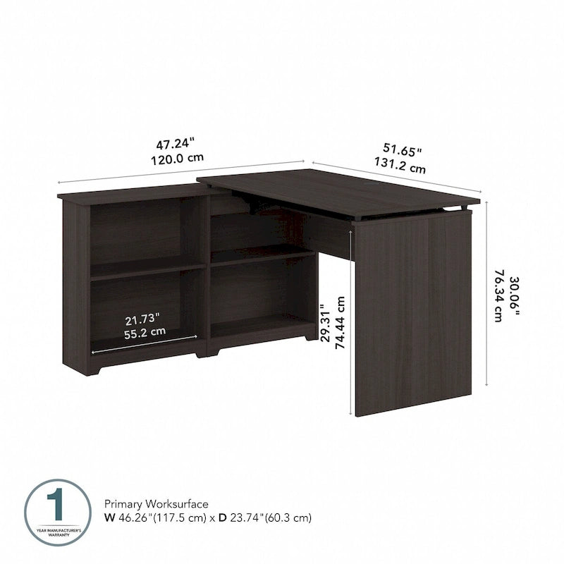 Bureau d'angle debout 52W avec étagères