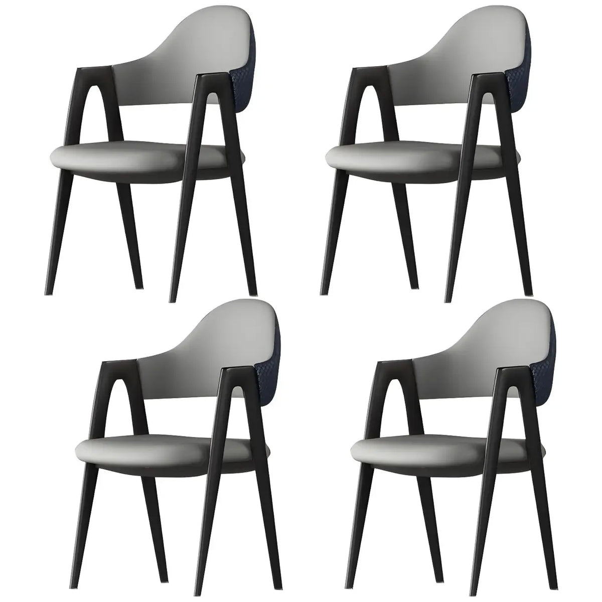 Chaise de salle à manger moderne en cuir à dossier ouvert et incurvé avec accoudoirs