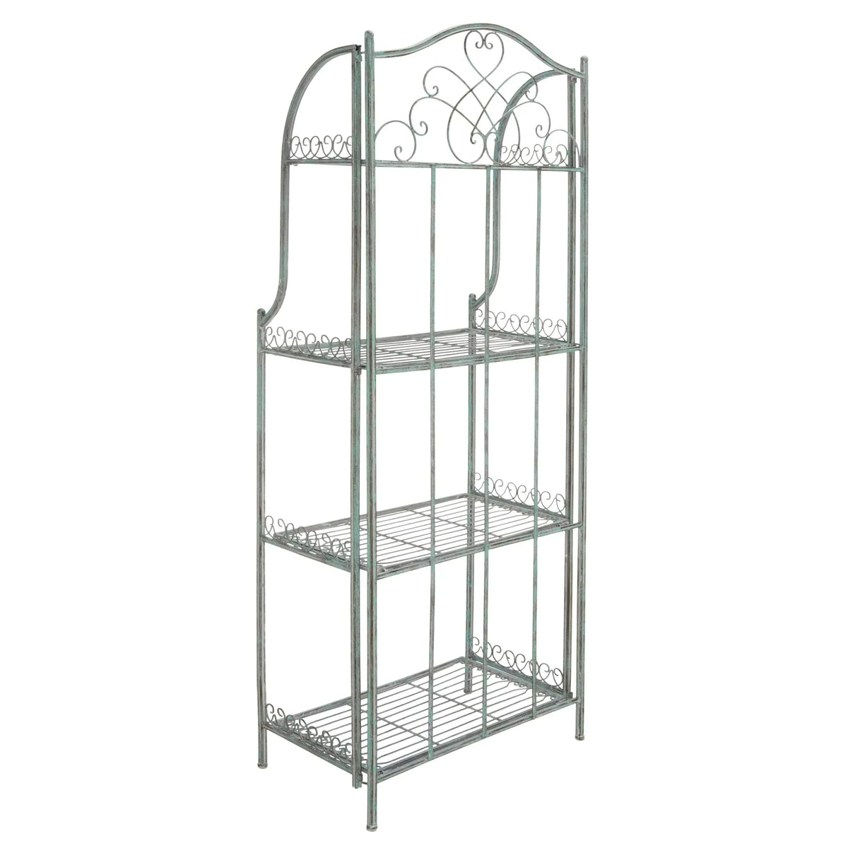 SAFAVIEH Bryn Étagère de boulanger d'extérieur victorienne en fer forgé à 4 niveaux - 63,5 cm l x 38,1 cm P x 160 cm H - 25L x 15P x 63H